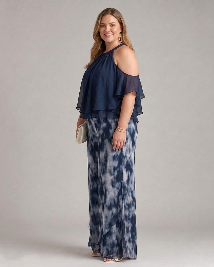 Anouk | Layered Halter Neck Printed Wide Leg Set