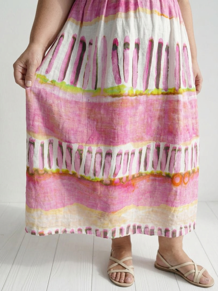 Kaia | Easy Flow Patterned Stripe Midi Dress