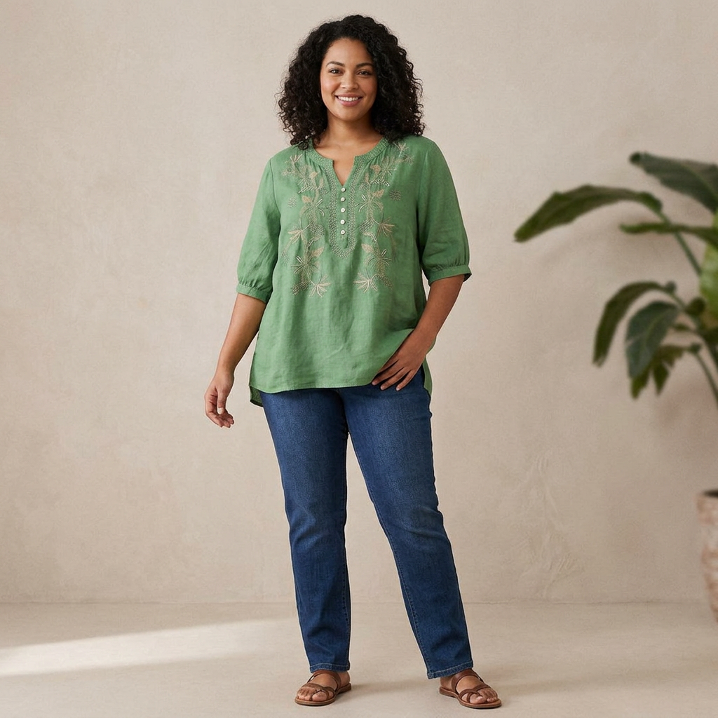 Fauna - Pure Cotton Embroidered Comfortable Top