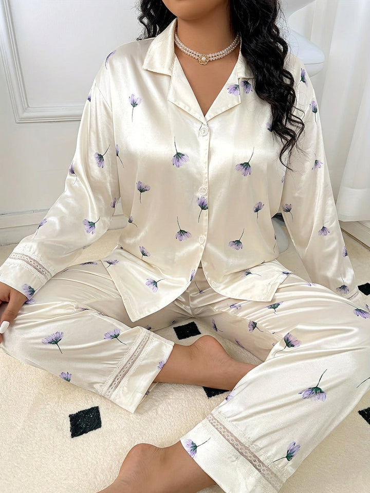 Bria | Lace-Trimmed Floral Pajama Set