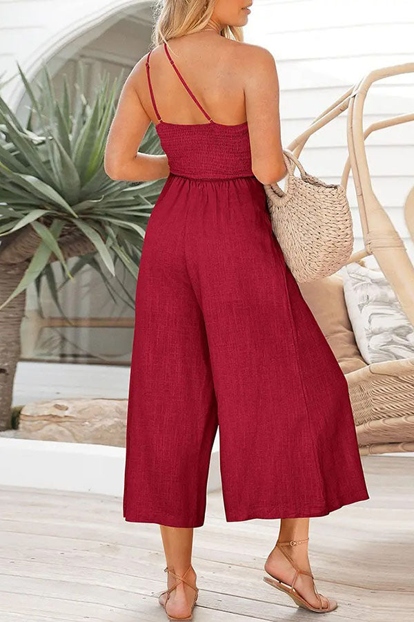 Shiloh - Sexy Sling Waist Pocket Straight Sleeveless Jumpsuit