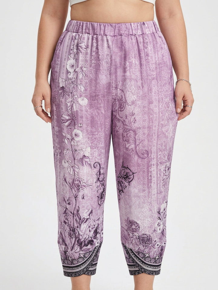 Olwen | Vintage Floral Capri Pant With Elastic Waist