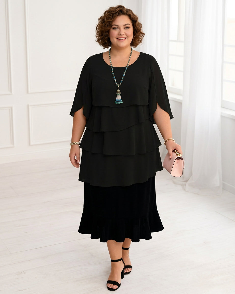 Frankie | Elegant Comfort Ruffle Dress