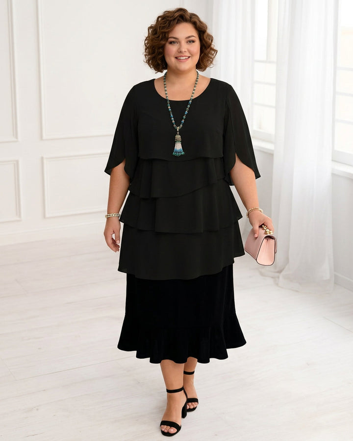 Frankie | Elegant Comfort Ruffle Dress