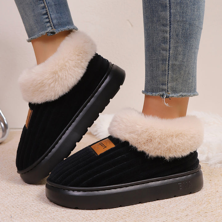 Thick-Sole Plush Slipper Booties – Warm Indoor House Shoes, EVA Sole