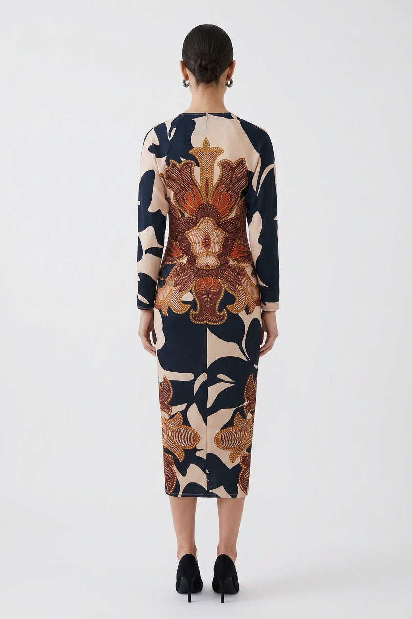 Signy | Sun Escape Unique Print Dolman Midi Dress