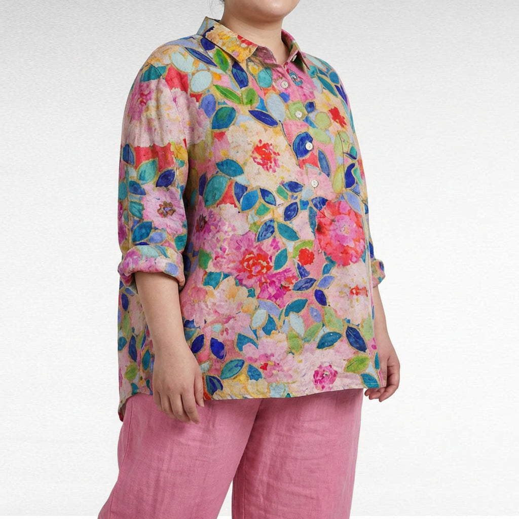 Saskia | Elegant Linen Summer Blouse