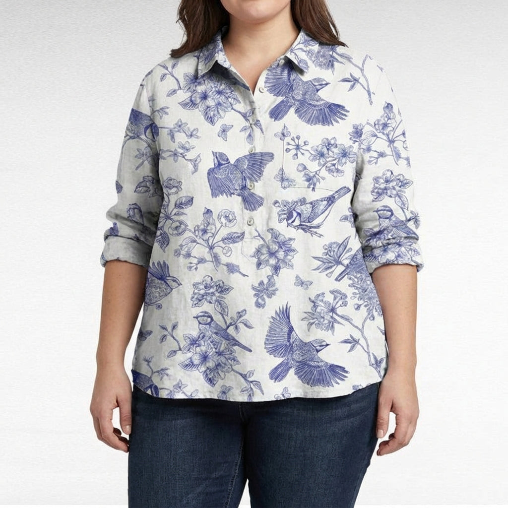 Saskia | Elegant Linen Summer Blouse