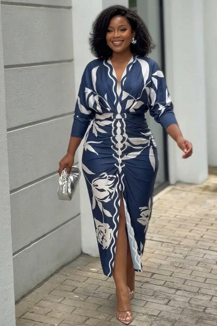 Signy | Sun Escape Unique Print Dolman Midi Dress