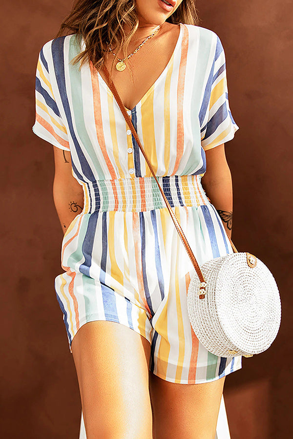Perdita - Love for A Lifetime Striped Button Romper