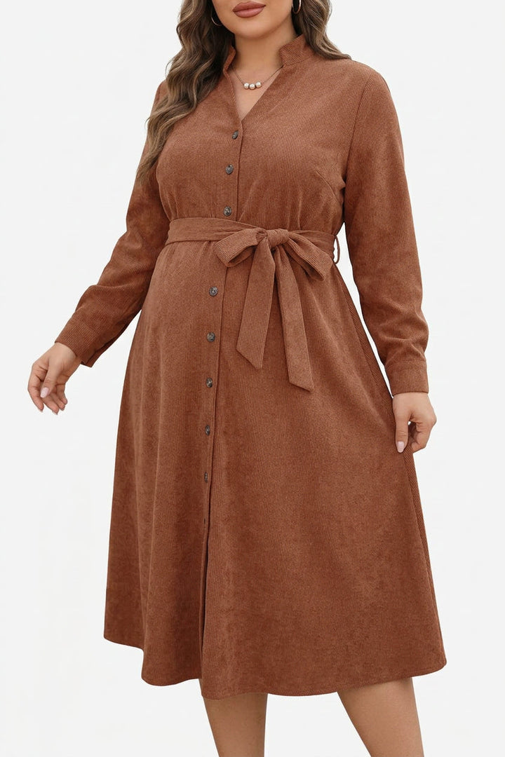 Nova - Corduroy Tie-Waist Dress