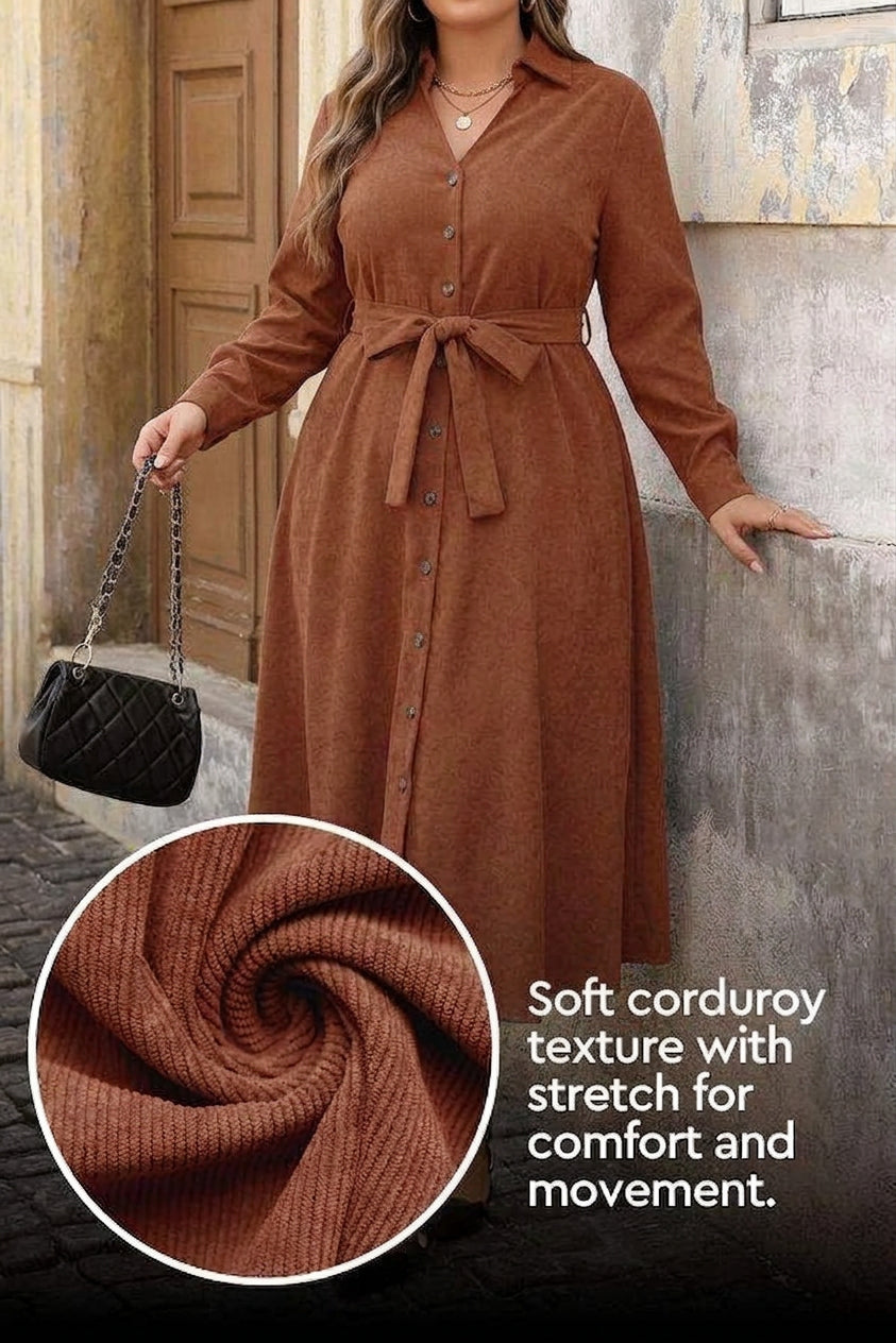Nova - Corduroy Tie-Waist Dress