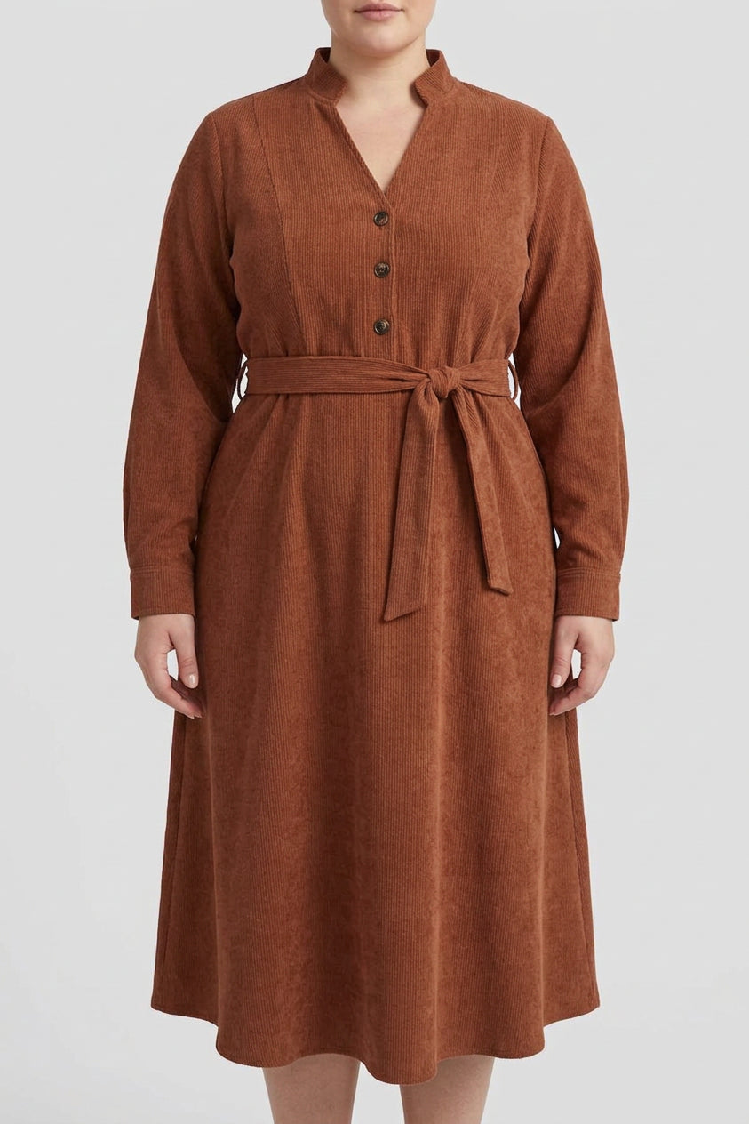 Nova - Corduroy Tie-Waist Dress