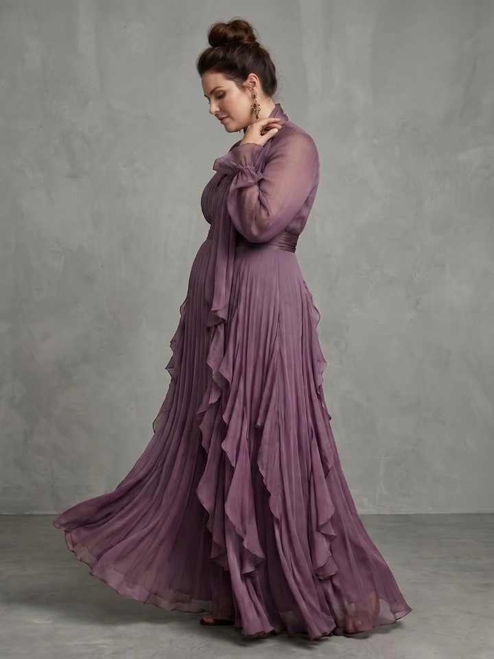 Adeline | Tie Neck Ruffle Tiered Maxi Dress