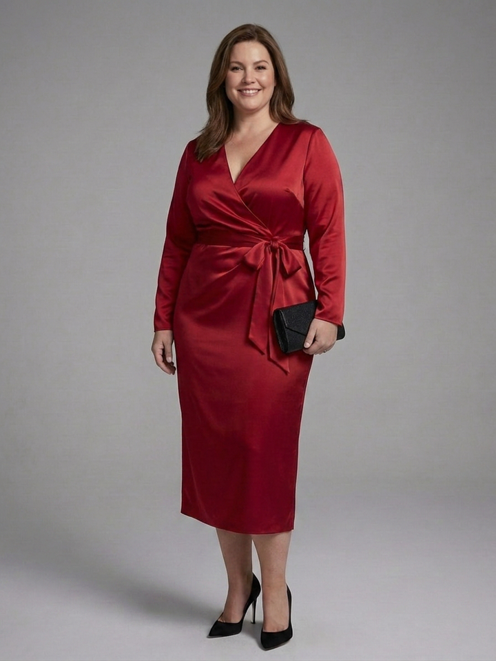 Wilhelmina | Midi Dress with Long Sleeves and Side Closure