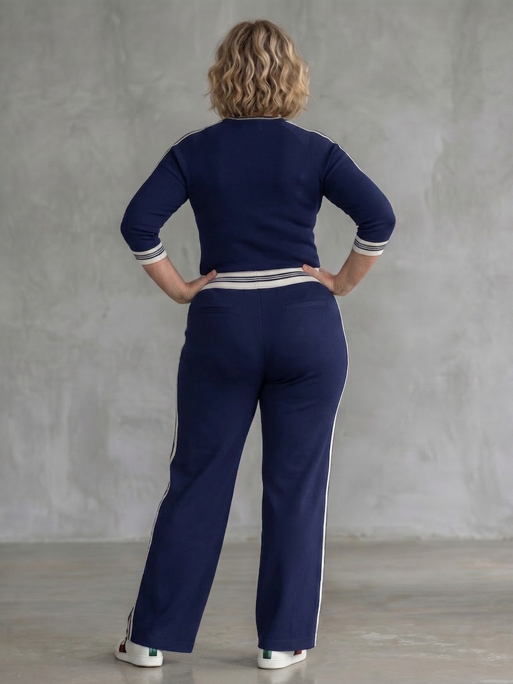 Alma | Fitted Long Sleeve Top Wide Leg Pants Set