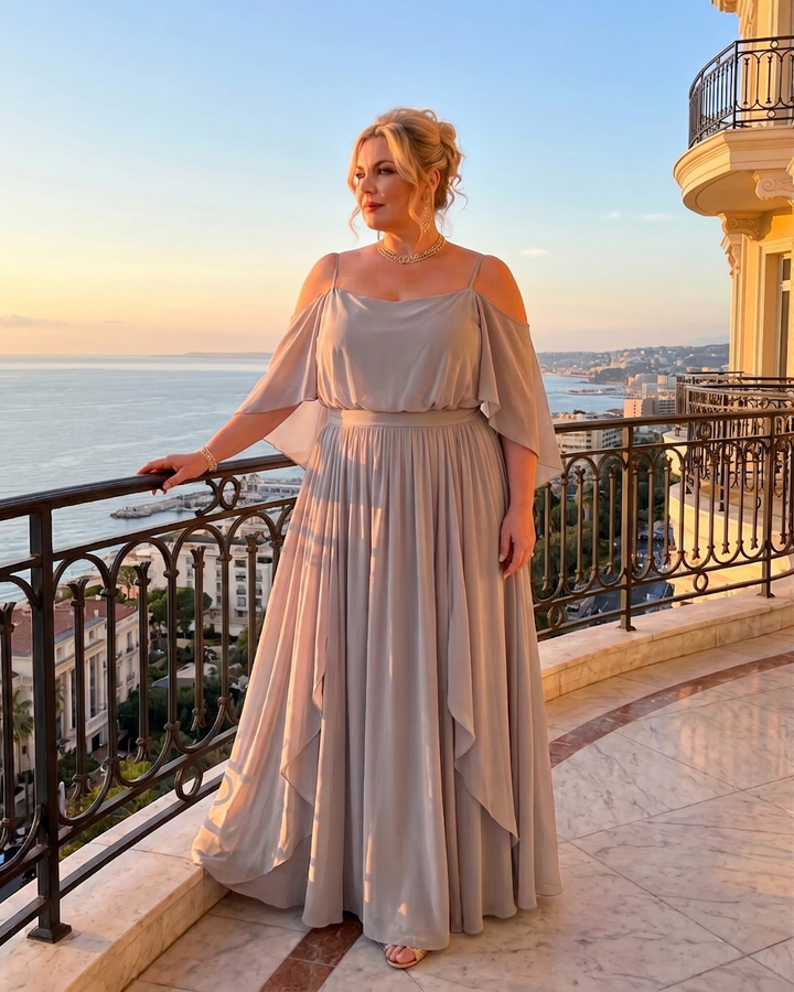 Amaya | Cold Shoulder Top And Flowing Maxi Skirt Set