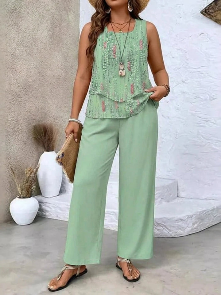 Ysolde | Sleeveless Top And Wide-Leg Pants Set