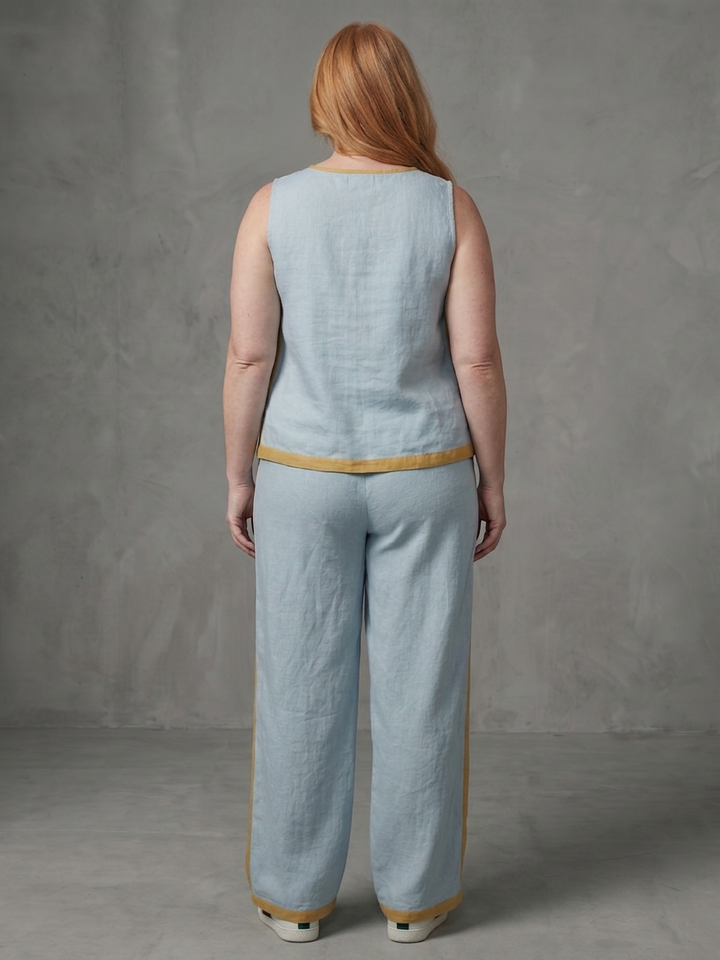 Yasmin | Sleeveless Top Wide Leg Contrast Pants Set