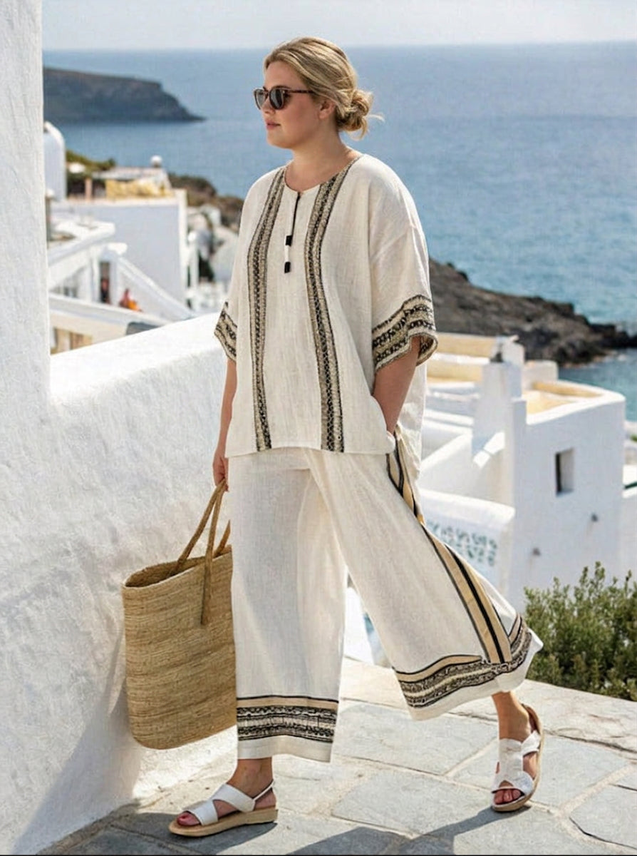Laisa | Embroidered Coastal Linen Set