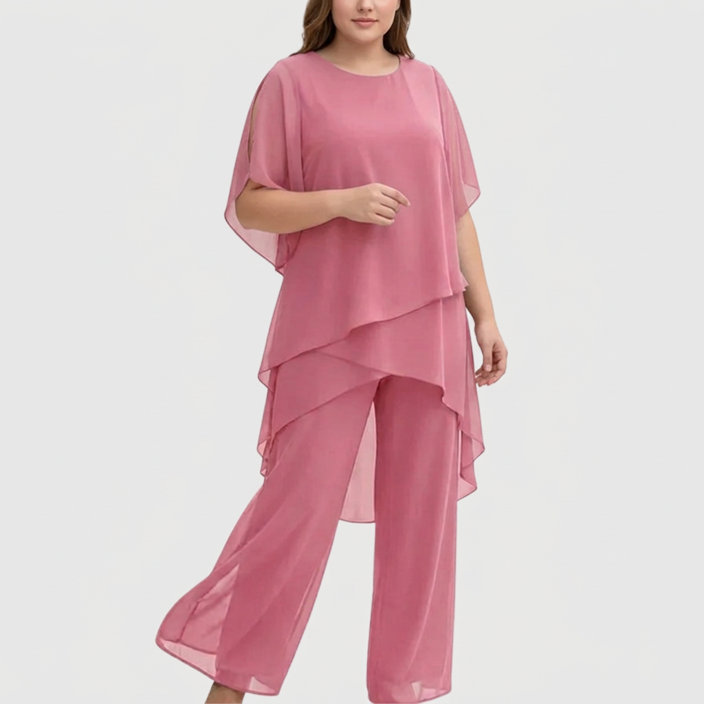 Isolde | Suit with draped palazzo pants