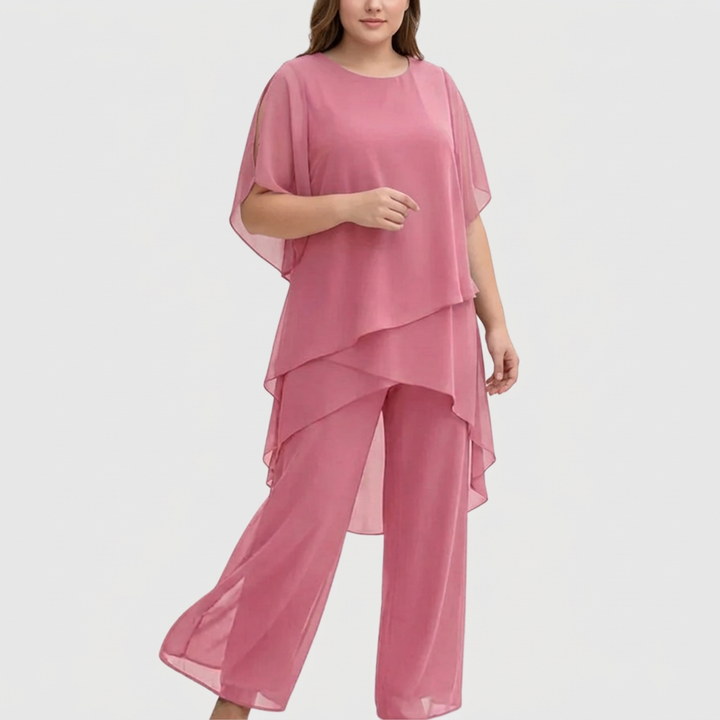 Isolde | Suit with draped palazzo pants