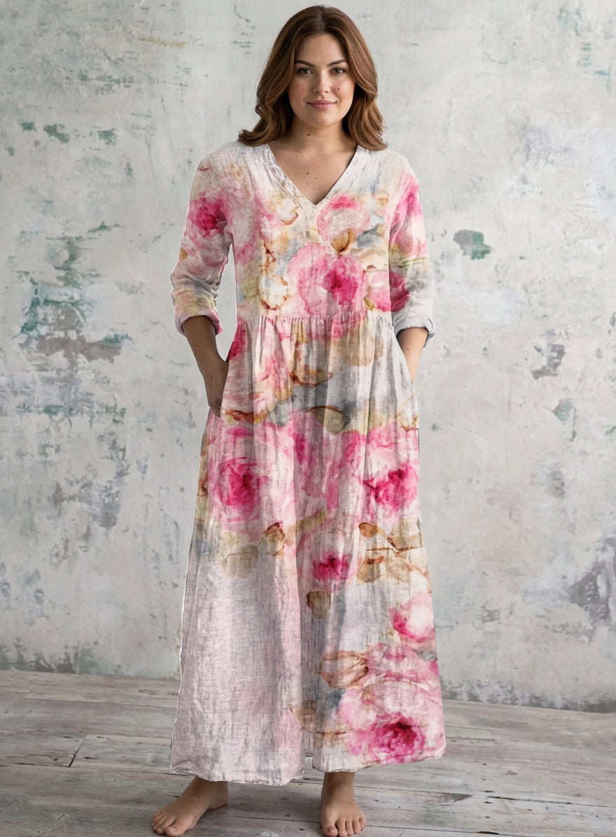 Tamsin | Watercolor Bloom Maxi Dress