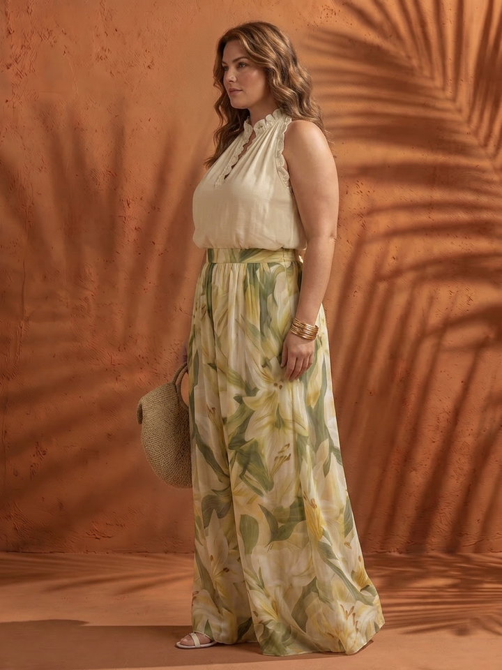 Ila | Halter Neck Blouse Floral Wide Leg Set