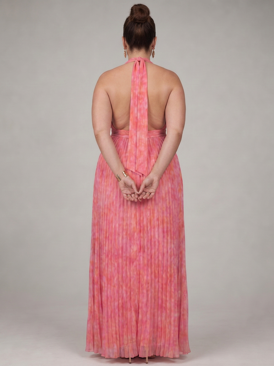 Cordelia | Halter Neck Pleated Skirt Maxi Dress