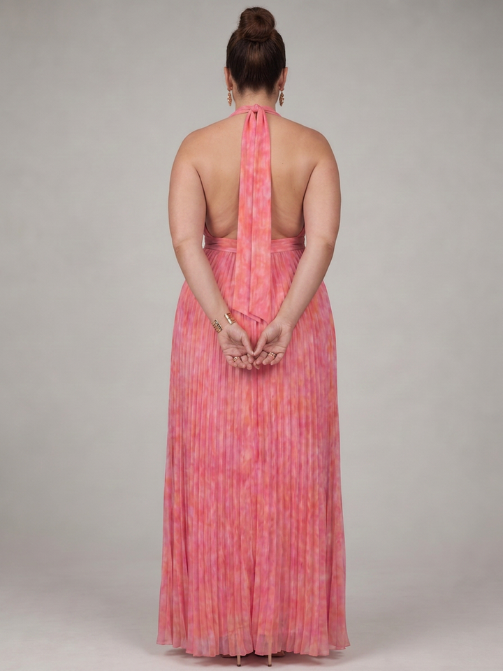Cordelia | Halter Neck Pleated Skirt Maxi Dress