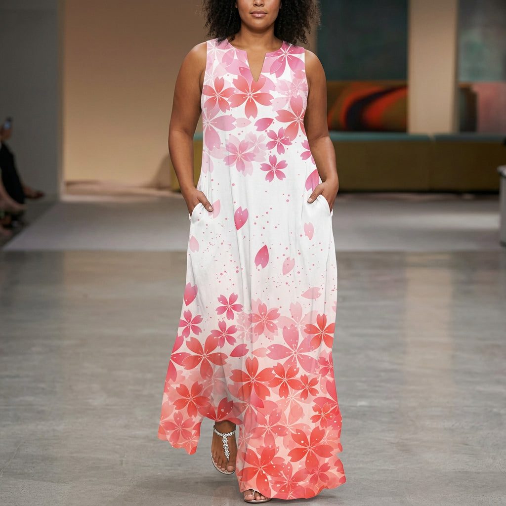 Laisa | V-Neck Sleeveless Blossom Maxi Dress