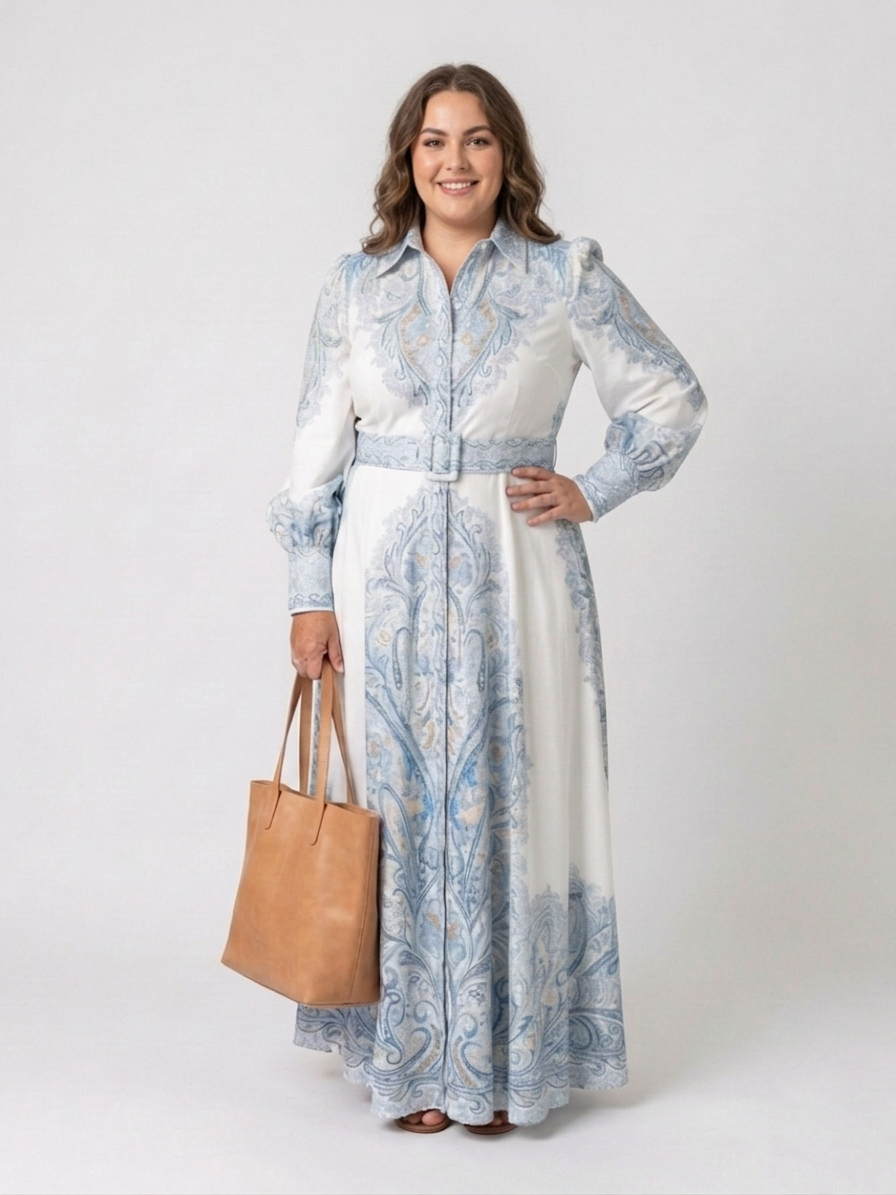 Adair | High Neck Printed Long Sleeve Maxi Dress
