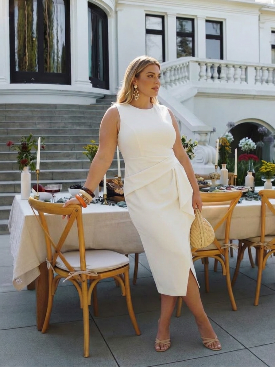 Floriane | Asymmetrical Midi Dress without Sleeves