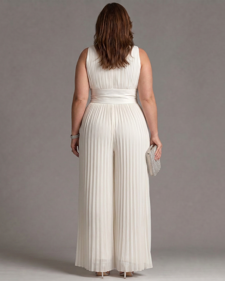 Eilwen | Pleated Halter Neck Wide Leg Jumpsuit