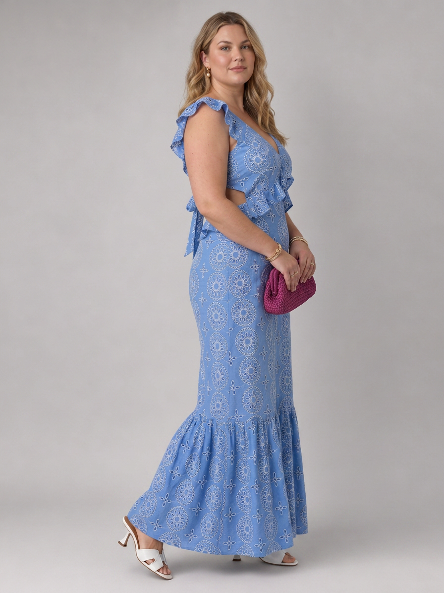 Ula | Sleeveless Ruffle Detail Maxi Dress