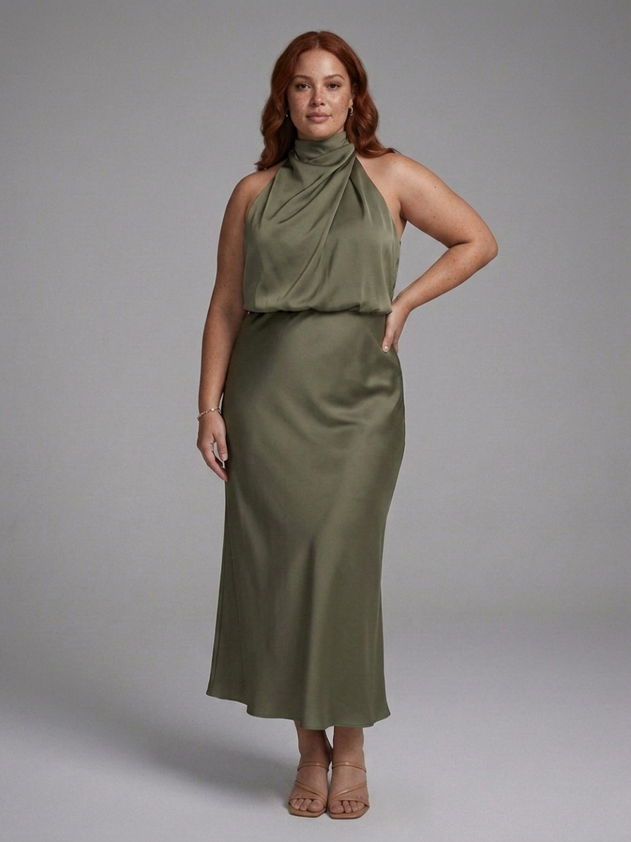 Eilwen | Midi Dress with Halter Neckline