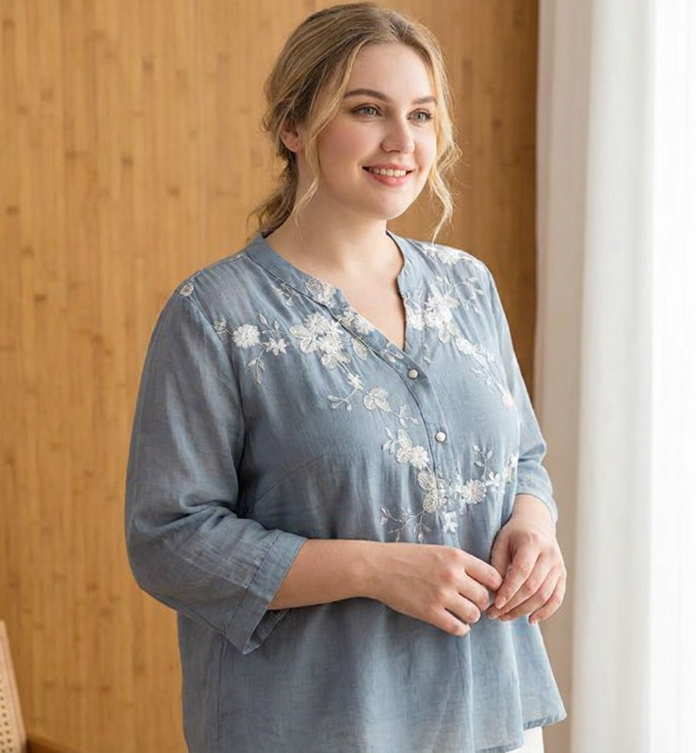 Daria - Pure Cotton Embroidered Shirt