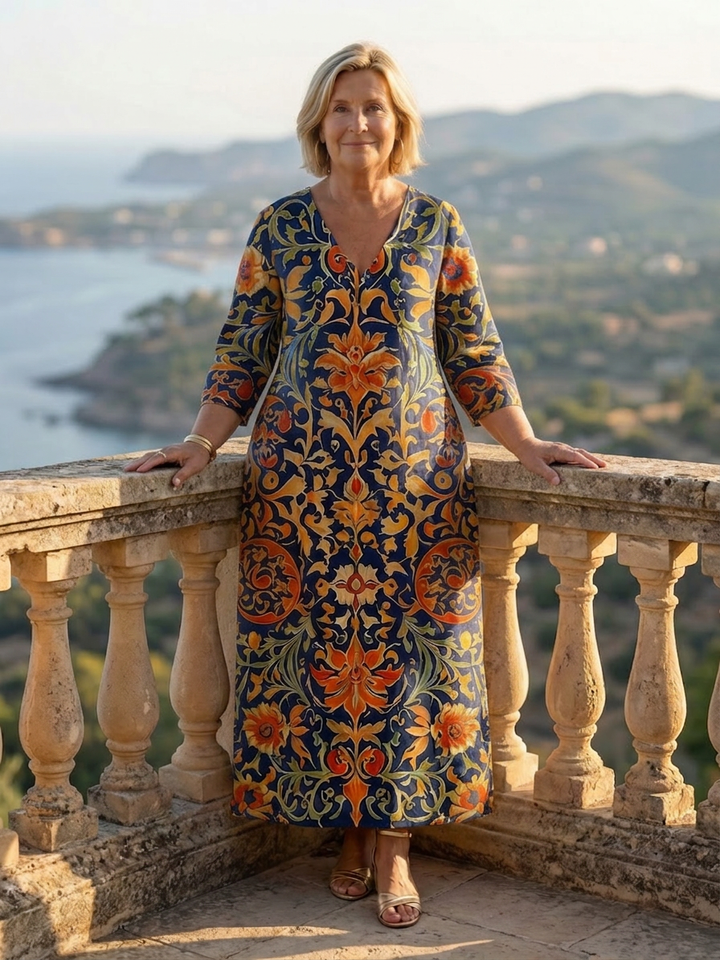 Laisa | Clean Ornate Floral Midi Dress