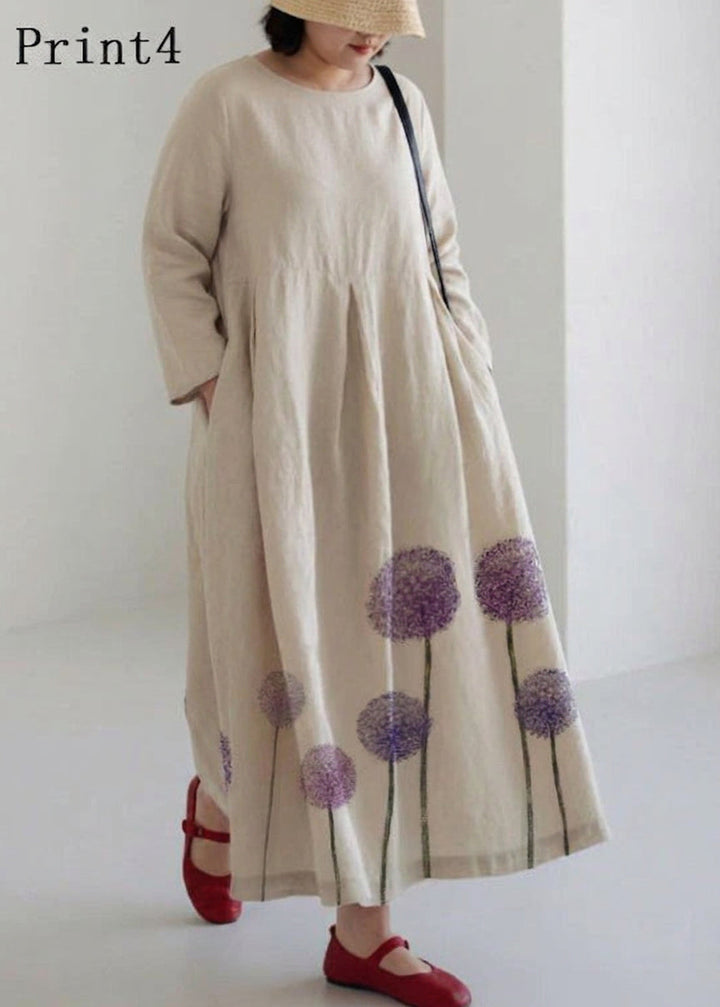 Celestine - Apricot Cotton Dresses Pockets Patchwork Spring