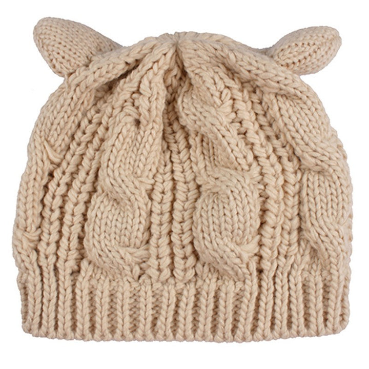 Hand-Knit Cat Ear Beanie, Cute and Warm Winter Hat