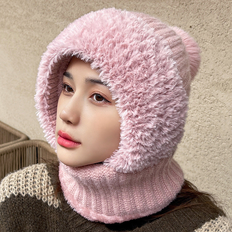 Knit Hooded Scarf, 2-in-1 Hat and Neck Warmer