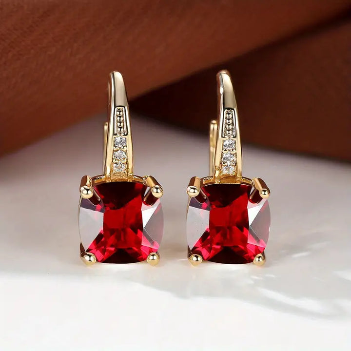 Kaia Sapphire Stone Hoop Earrings | Gold
