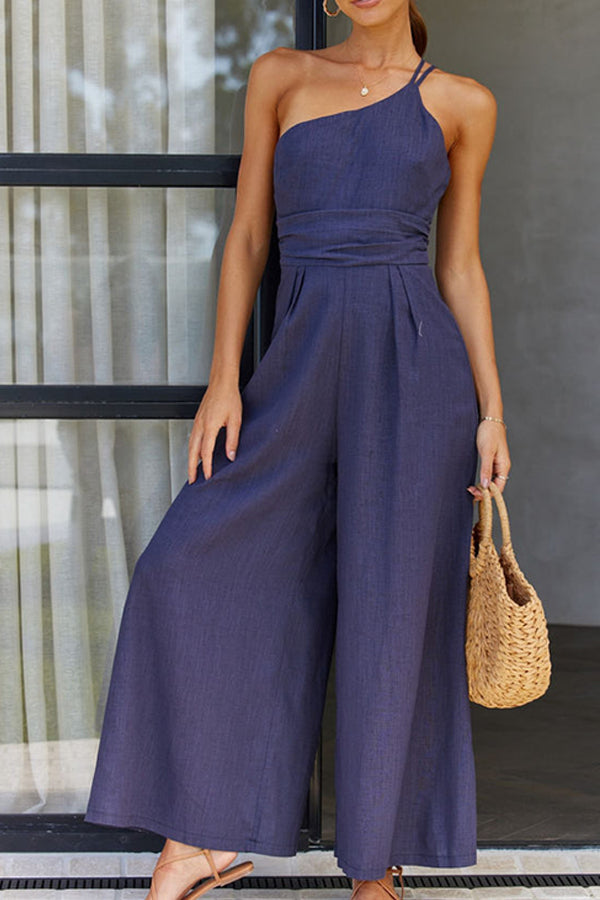 Shiloh - Sexy Sling Waist Pocket Straight Sleeveless Jumpsuit