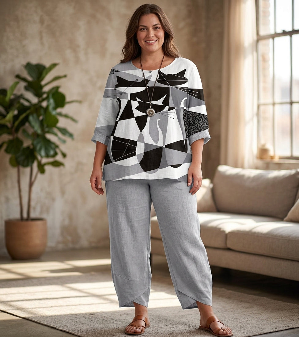 Anneliese 3D Print Set: Effortless Casual Style