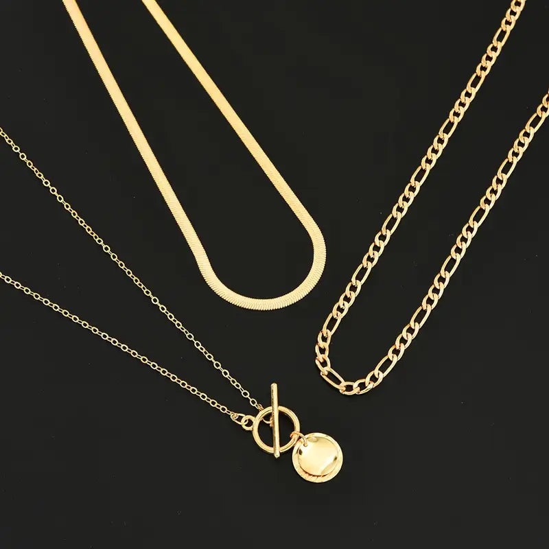 Anouk Textured Coin Layered Necklace | Gold