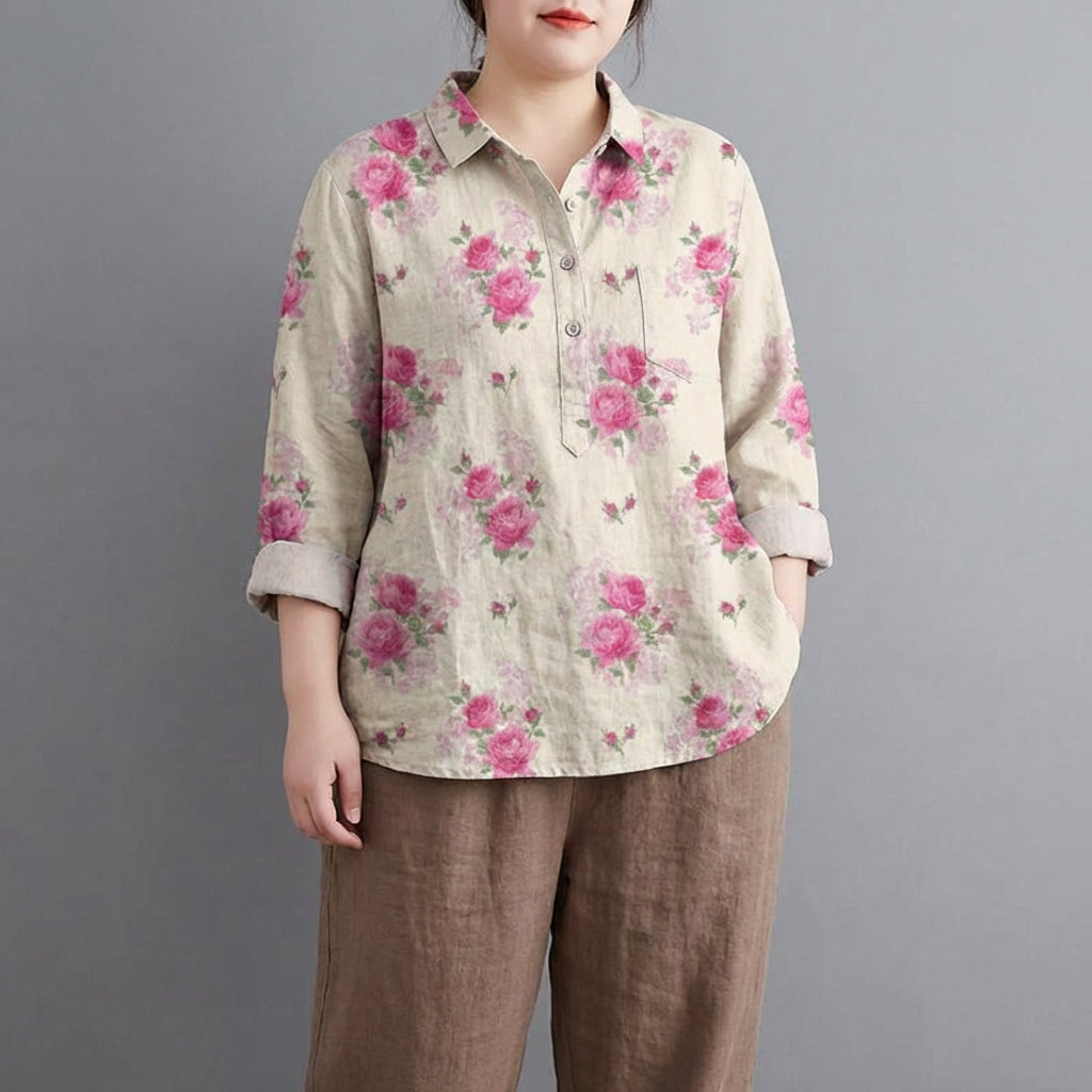 Saskia | Elegant Linen Summer Blouse