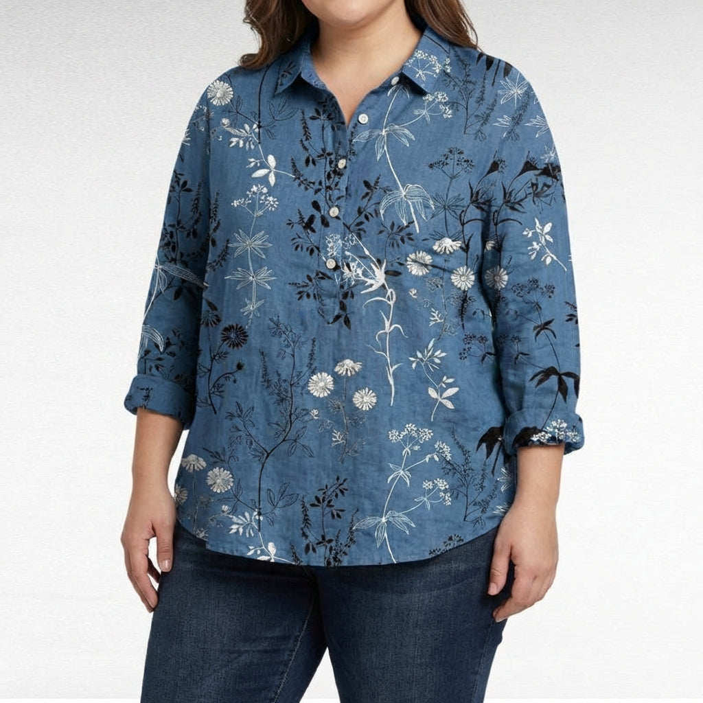 Saskia | Elegant Linen Summer Blouse