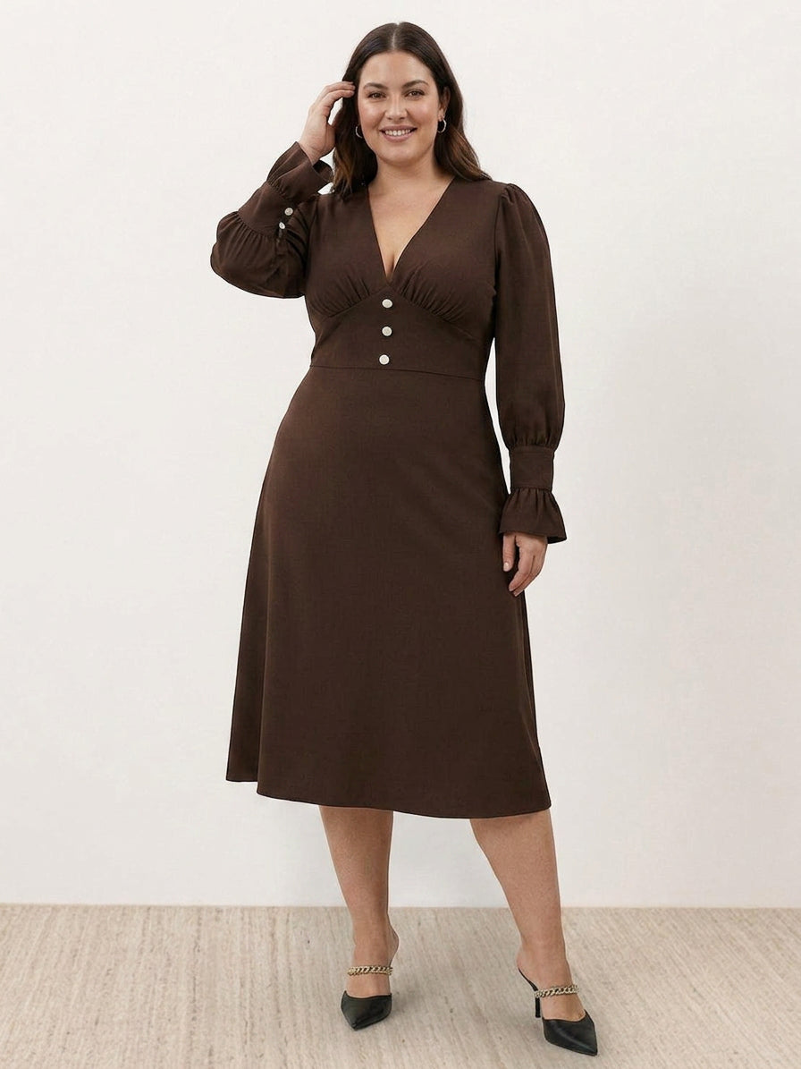 Bellamy - Slimming V-Neck Midi Dress