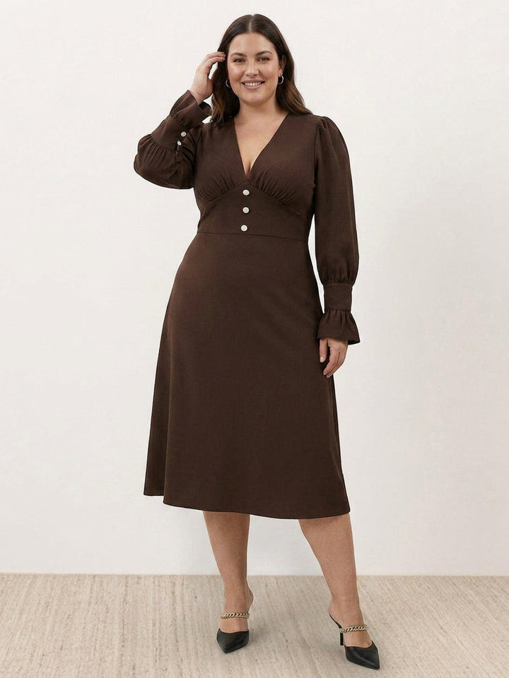 Bellamy - Slimming V-Neck Midi Dress