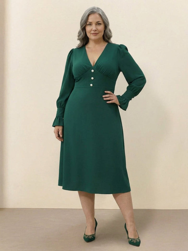 Bellamy - Slimming V-Neck Midi Dress